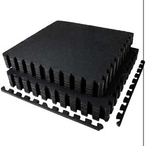 0.56'' Thick Exercise Equipment Mats,12 Pcs 48 Sq Ft Rubber Top Floor Tiles, EVA